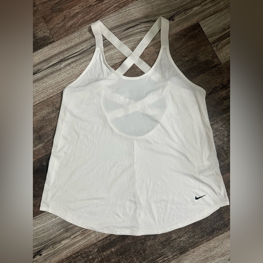 Nike White Cross-Back Tank | Size L